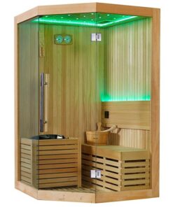 Phòng xông hơi khô 1 - 4 người chất liệu gỗ có cửa kính.